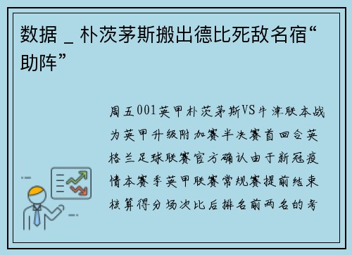数据 _ 朴茨茅斯搬出德比死敌名宿“助阵”